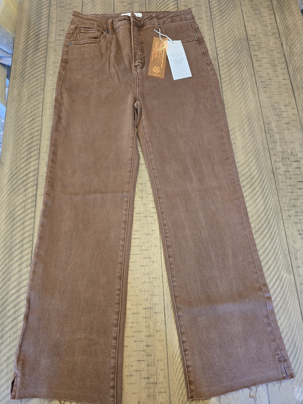 Risen Wide-Leg Jeans in Rust Brown